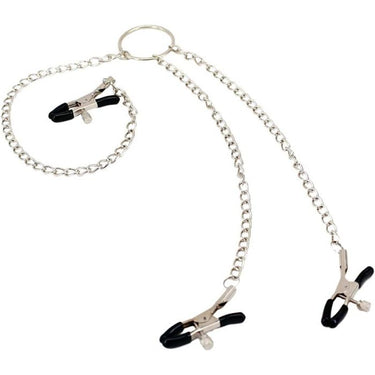 a pair of scissors and a chain on a white background